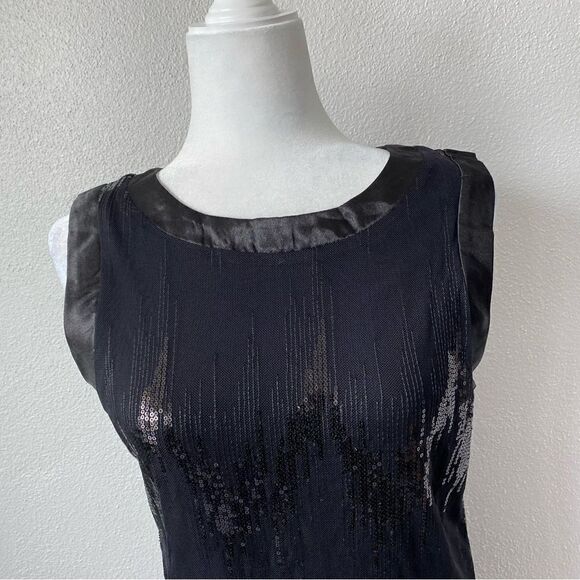 Vertigo Black Sleeveless Dress Embellished Mesh Feathers SZ 10 - Picture 4 of 13